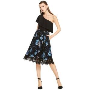 Sachin & Babi Embroidered Dark Floral Lace A-Line Skirt 10 whimsigoth romantic